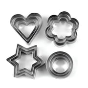 Cookie Cutter | 12 Piece | Stainless Steel | Biscuit Cake Vegetable Fruit Cutters | Molds for Baking | Hearts Flowers, Stars, Round, Shape Fondant Cutting Cutter | Silver | 1 Shapes 3 Sizes