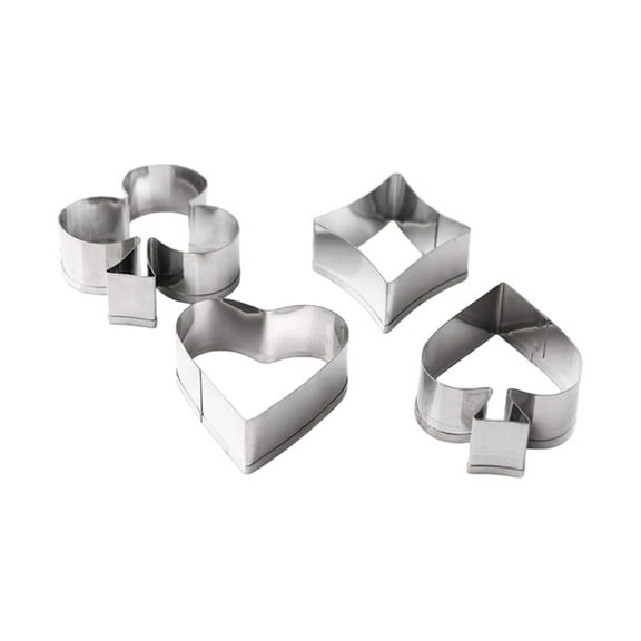 Cookie Cutter, 4 Pieces Poker Stainless Steel Cookie Cutters Playing Card Cake Biscuit Decorating Bakeware Tool Diamonds Spade Club Heart Shape
