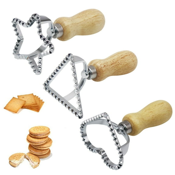 A Cookie Cutter Clearance! Wooden Handle and Edge Dumpling Seal Making Suitable for Making Dumplings Spaghetti Dumplings Spaghetti Lace Biscuit Moulds