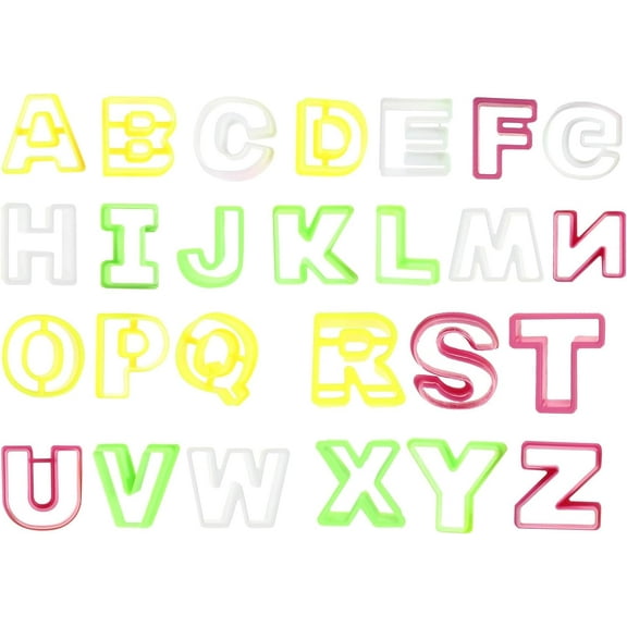 Cookie Cutter Letter Fondant Mini: ABPETE 26Pcs Plastic Alphabet Cookie Cutters - Cute Cracker Cutters Set - Cookie Cutters for Kids Baking Decorating Cake Fruit Baby Shower
