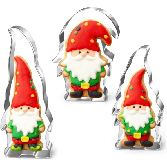Gnome Cookie Cutter Set-5.3" 4.5" 4.3"-3-Pieces-Holiday Cookie Cutters Fondant Biscui Cutters