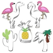 TRADECAN Cookie Cutter Set - 5 Pcs - Flamingo Pineapple Cactus Palm Tree Cookie Cutters Molds for Kids Birthday Party Decoration Handmade Cookie Molds