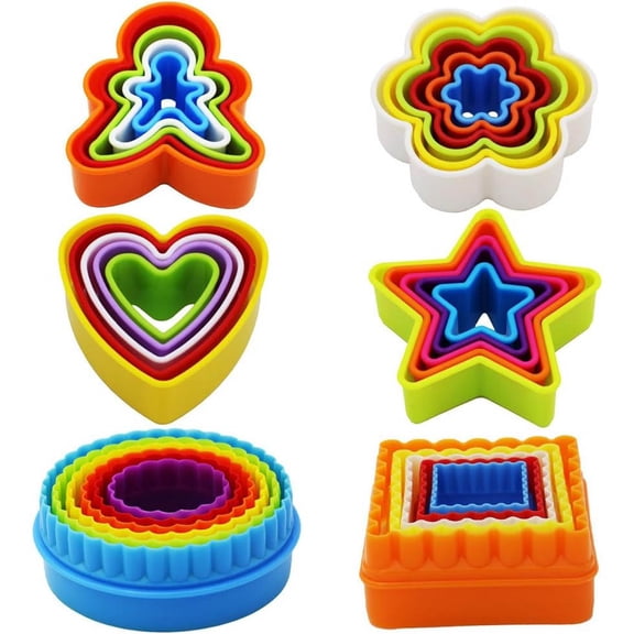 Cookie Cutter Set, Multi-shape Set (Square, Round, Star, Heart, Flower)