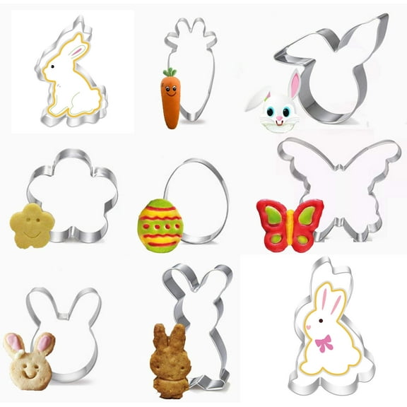 Cookie Cutter Set of 9 Stainless Steel Rabbit Cookie Mold for Easter Baking Tools