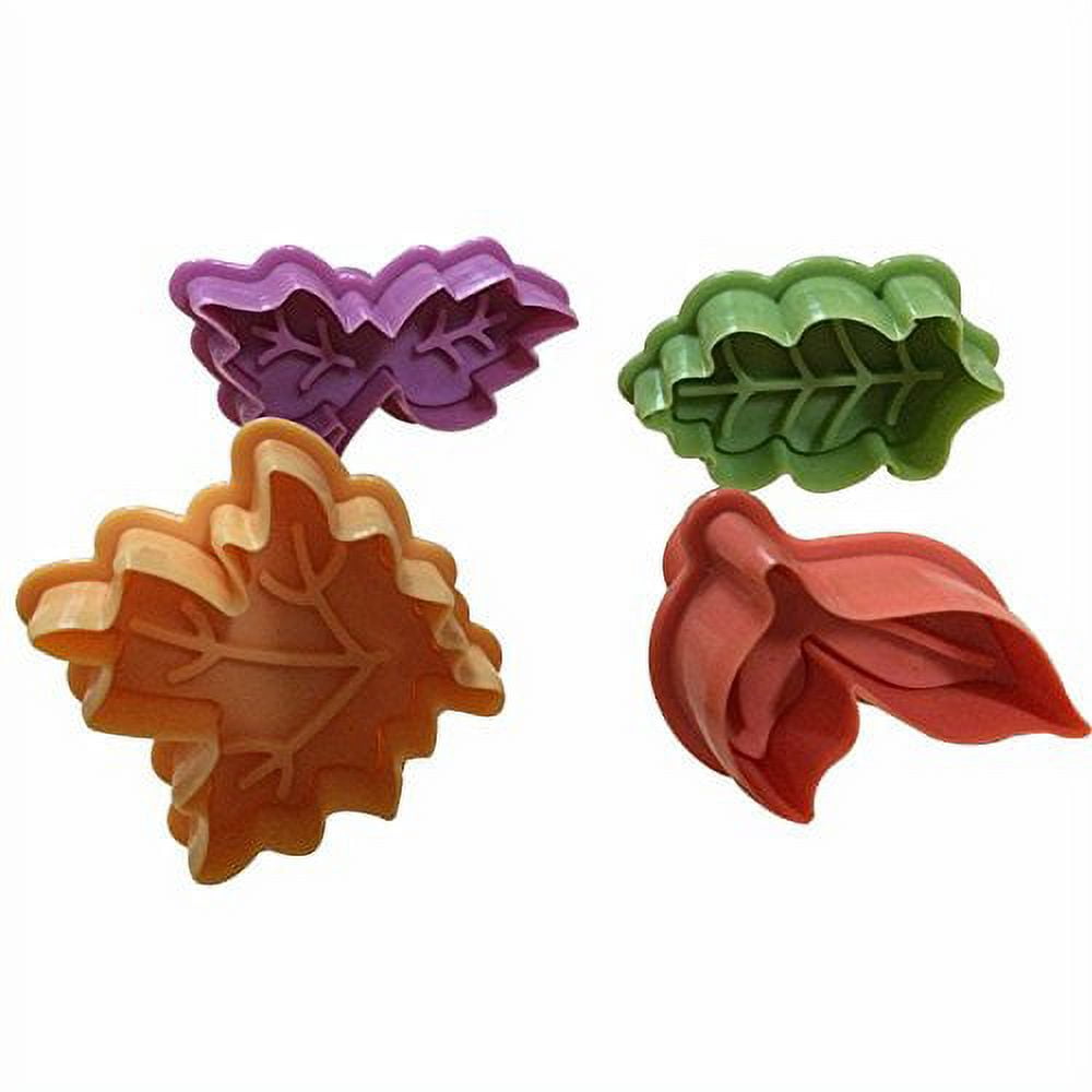 Pie Crust Fondant Molds Cake Leaves Baking Pie Crust Cutters Set of 4  Random Color Pie Crust Impression Mat Rope Bead Mold and Leaf Cookie Cutter