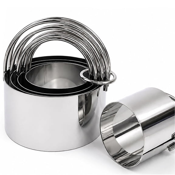 Cookie Cutters Circle Biscuit Butters (5 Pieces/ Set), Round Cookies Cutter with Handle, Professional Baking Dough Tools (Round)