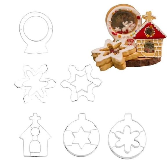Cookie Cutters Holiday Set Snowflake Shape 6 Pieces Shapes Embossed Kitchen Baking Gadgets for Boy Girl