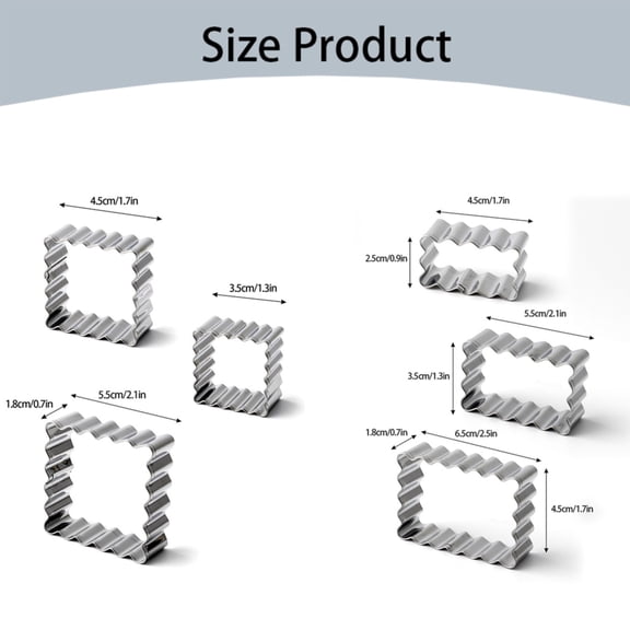 Cookie Cutters Novelty Cookie Cutters DIY crafts 3Pcs Rectangle Scalloped Edge Cookie Cutter Set Rectangle Cookie Cutter Stainless Rectangle Rectangle Fluted Edge Cutters 0.8 Inch Depth