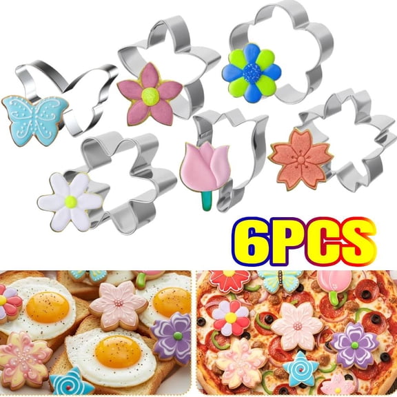 Cookie Cutters Variety Pack, 6PCS Flower Cookie Cutter Set, 3 Inches Flower Shaped Cookie Cutter, Stainless Steel Cookie Cutters, Baking Tool for Homemaking Cookie