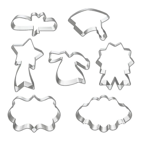 Cookie Cutters for Kitchen Graduation Season Biscuits Direct Selling 7 Piece Set Of School Cake Baking,Silver Kitchen Biscuit Moulds