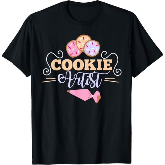 Cookie Decorator Baker Design for Cookie Cutter Fans T-ShirtMen and women, Black T-shirt, size: Extra large