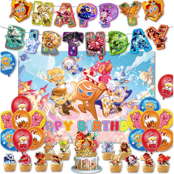 Cookie Kingdom Run Birthday Party Banner Set Cute Cartoon Fun Hanging Decoration Kit Suitable For Birthday Theme Party Decoration