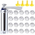 thumbnail image 1 of Cookie Maker Cookie Press Gun, Kit Stainless Steel Biscuit Press Maker (with 20 Disc and 4 Nozzles) Homemade Baking Tool Biscuit Cake Dessert Maker and Decoration（21.5*15.5*5.7cm), 1 of 5