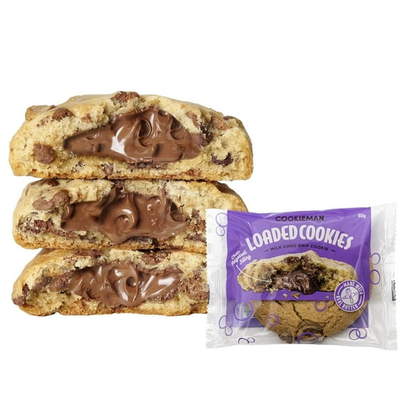 Cookie Man Milk Choc Hazelnut Loaded Cookie 3.5oz | Thick Gourmet Cookie Stuffed | Decadent Bakery-Style Dessert for Sweet Tooth Satisfaction (100 g, Milk Choc Hazelnut)