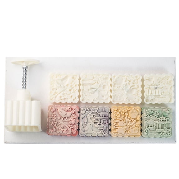 Cookie Molds 3D Square Rabbit Pattern Dessert Molds Hand Pressure Dessert Maker Baking Tool for MidAutumn Festival