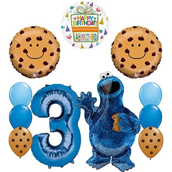 Cookie Monster 3rd Birthday Party Supplies 11 pc Balloon Bouquet Decorations