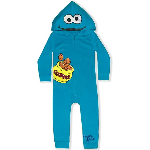Cookie Monster Boys Single Roleplay Coverall Romper with Hood, Newborn