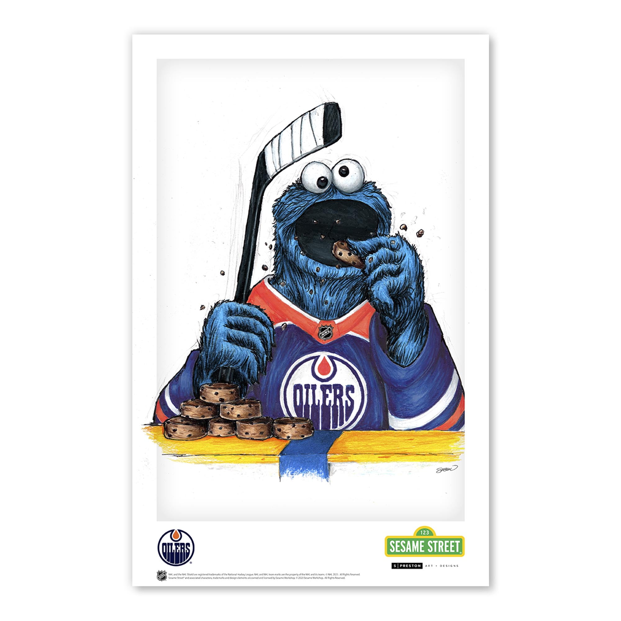 Cookie Monster Edmonton Oilers 11" x 17" Sesame Street Poster Print ...