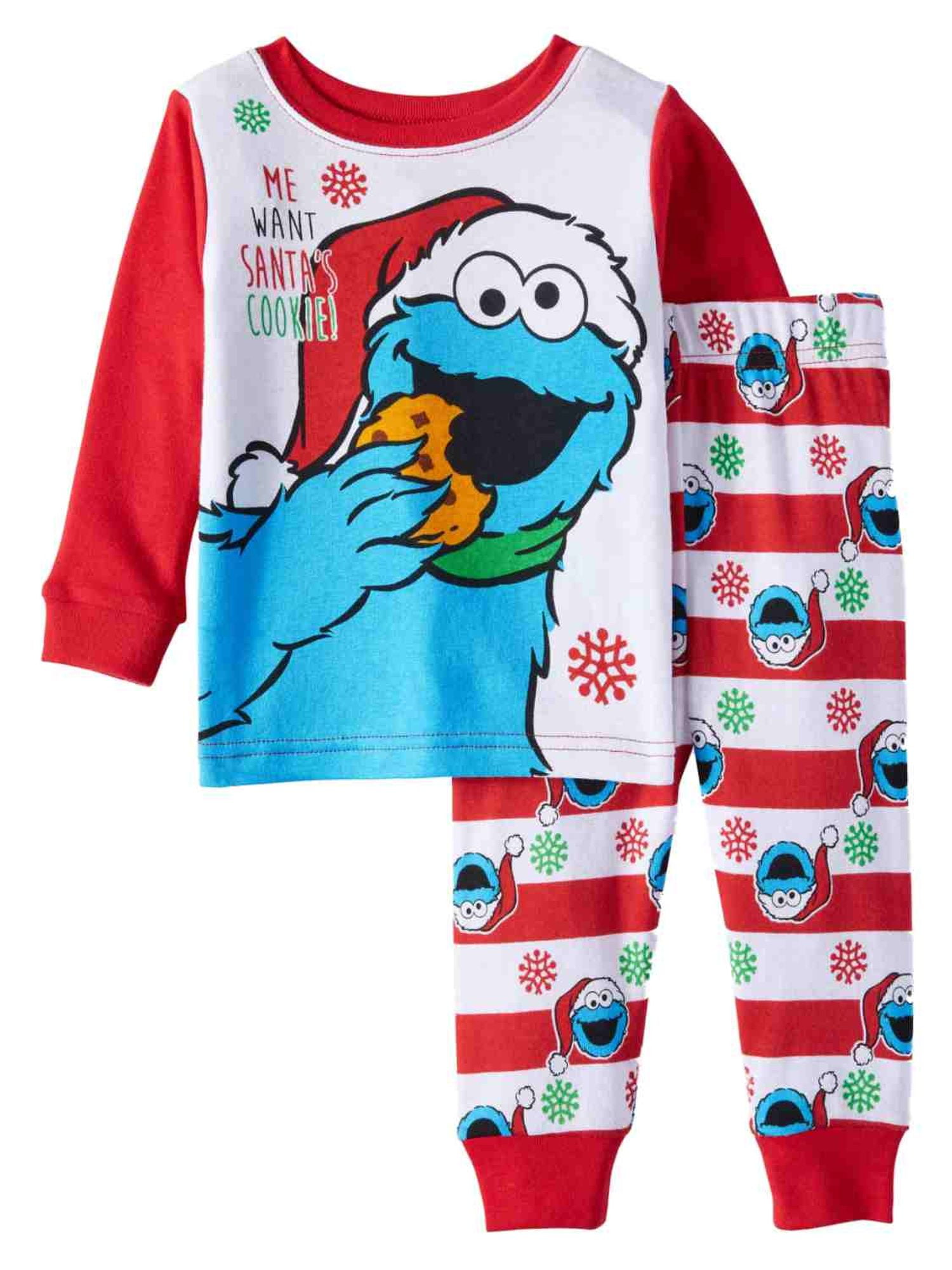Cookie Monster Infant Boys Me Want Santas Cookie Christmas Holiday Pajamas 12M