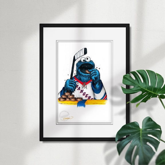 Cookie Monster New York Rangers Hockey Poster Funny Sports Fan Wall Art Print 8x12 UNFRAMED