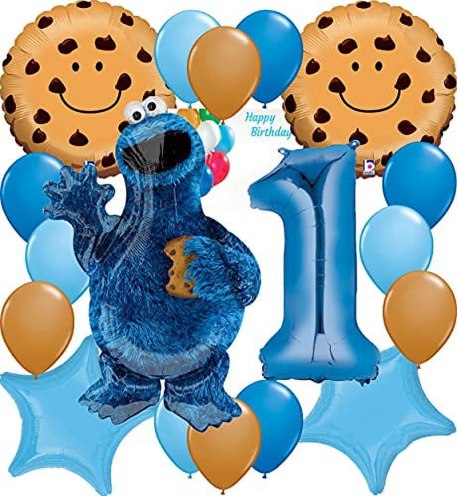 Cookie Monster Party Supplies Balloon Decoration Sesame Street Bundle Chocolate Chip Cookies Balloon for 1st Birthday