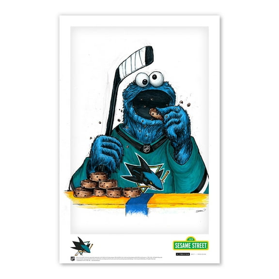 Cookie Monster San Jose Sharks 11" x 17" Sesame Street Poster Print