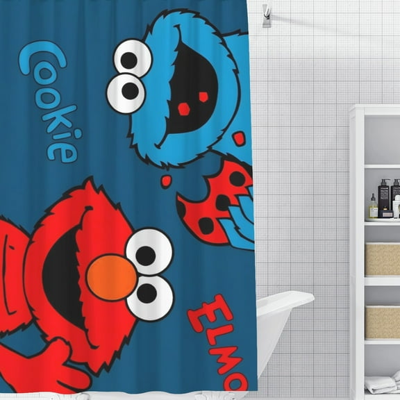 Cookie Monster Shower Curtain 59*71 Inches Waterproof And Durable Vivid Patterns Instantly Elevates Bathroom Style