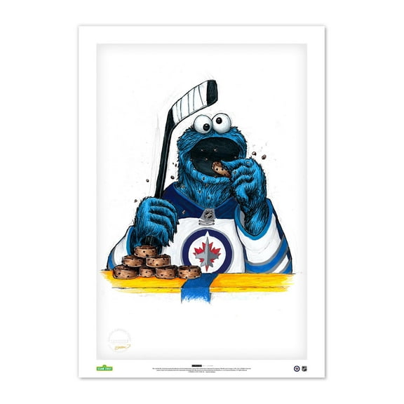 Cookie Monster  Winnipeg Jets 14" x 20" Sesame Street Limited Edition Fine Art Print