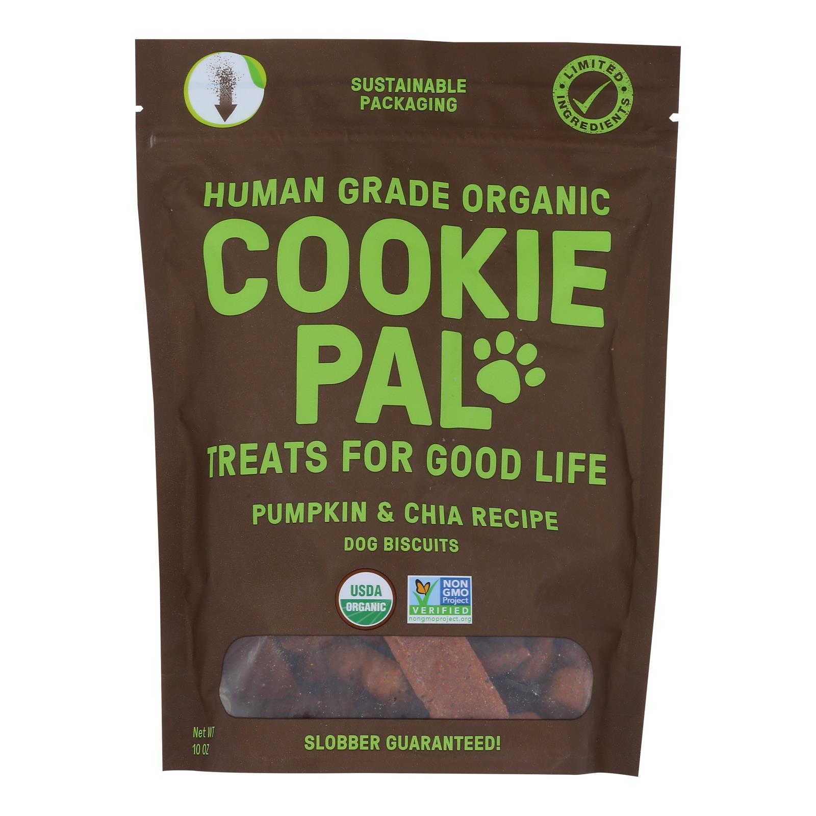 Cookie Pal Organic Pumpkin and Chia Recipe Dog Treat, 10 Ounce -- 8 per case.