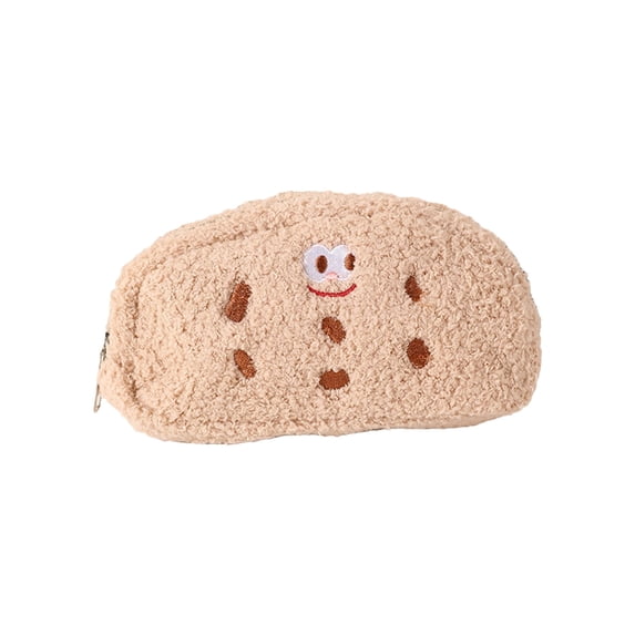Cookie Pencil Case Plush Zipper Large Capacity Stationery Storage for Collage Office Home
