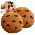 thumbnail image 1 of Cookie Pillow Chocolate Chip, Chocolate Chip Cookie Pillow, Food Shaped Pillow Round Soft, for Floor Couch Sofa Cushion Bedroom Car Decor Gift - 2Pcs(11.02"), 1 of 9