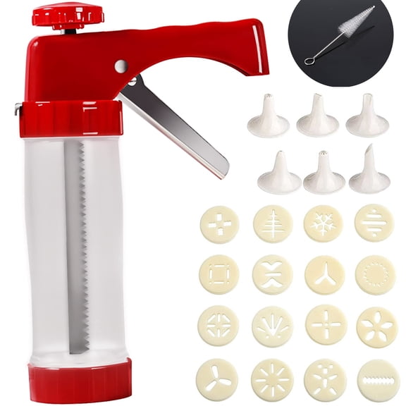 Cookie Press Baking Kit with 16 Discs and 6 Decorating Tips for Spritz Cookies and Cake Icing