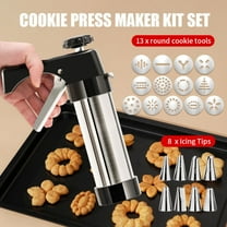 Cookie Press,Cookie Press Gun,9×6inch Creatives Baking Artifacts Set,13 Cookie Discs 8 Icing Nozzles Perfect,Cookie Press Gun Kit For Diy Cake Maker Decorating Baking Supplies.(Upgraded)