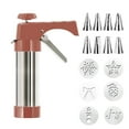 thumbnail image 1 of Cookie Press Gun Kit - 1 Pc Tube with 6 Discs and 8 Icing Tips, Cookie Press for Baking, Spritz Cookie Press, Thicken Cookies Press Gun Kit Suitable for DIY Cookies, 8.66 Inch,Brown, 1 of 9