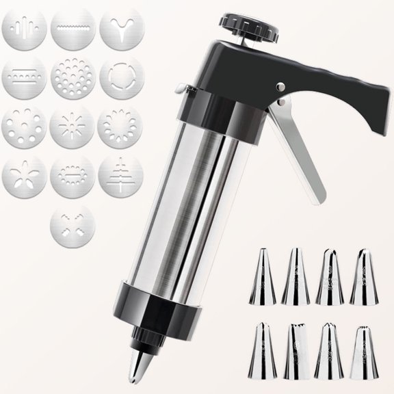 Cookie Press Gun Kit - Spritz Cookie Maker with Discs and Icing Nozzles for Baking