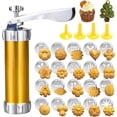 thumbnail image 1 of Cookie Press Gun Kit: Spritz Cookie Press Gun Set with 20 Discs and 4 Nozzles, Cookie Press Gun for DIY Biscuit Maker Baking and Cake Icing (Yellow), 1 of 7