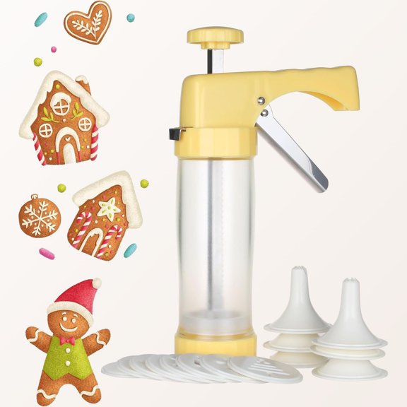Cookie Press Icing Gun with 16 Discs and 6 Decoration Tips