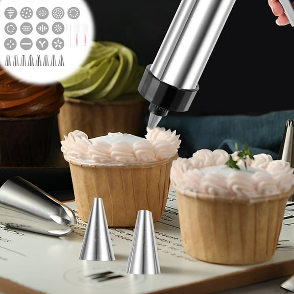 Cookie Press Kit Efficient Cookie Press Decorating Kit Stainless Steel Cookie Press Machine Detachable Cookie Press Maker with 13 Cookie Discs 8 Icing Nozzles for Biscuits Baking