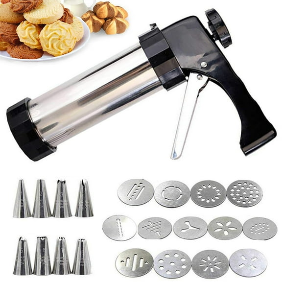 Cookie Press Kit Stainless Steel Spritz Cookie Press Baking Tool With 13 Discs 8 Icing Tips For Diy Biscuit Maker