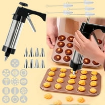 Cookie Press Maker Gun Kit, Cookie Press for Baking, Stainless Steel Spritz Cookie Press Gun with 8 Piping Tips and 13 Cookie Discs, for DIY Christmas Cookie Maker and Decorating Cookies