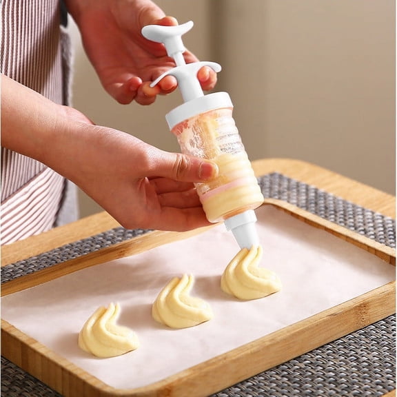 Cookie Press Set with 8 Icing Tips for Cookie Making and Cake Decorating - Biscuit Maker with Ergonomic Handle for DIY Baking - Food Grade Cookie Decorator for Home Kitchen Use