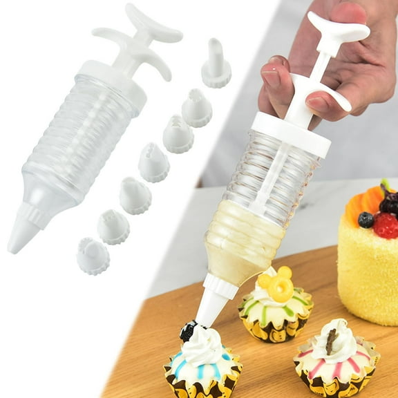Cookie Press for Baking - Cookie Gun Press with 8 Pcs Piping Nozzles for DIY Cookie Decoration Dessert Making, Dishwasher Safe Cookie Press, White
