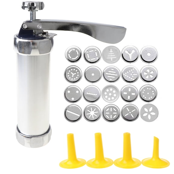 Cookie Press with 20 Discs and 4 Decorating Tips Easy to Use and Cake Cream Decorating Set
