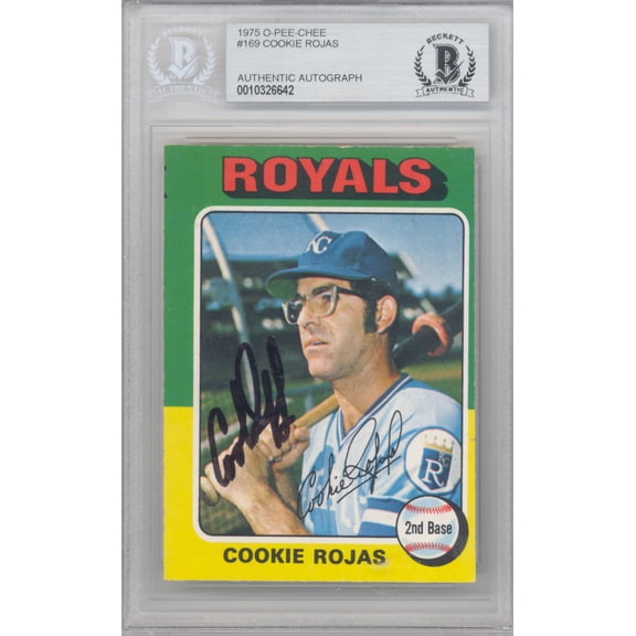 Cookie Rojas Autographed 1975 O-Pee-Chee Card #169 Kansas City Royals Beckett BAS #10326642
