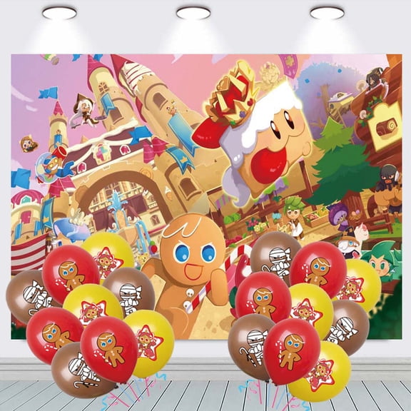 Cookie Run Backdrop Banner Balloons Party Decorations Supplies Taspestry Wall Decor Background Poster