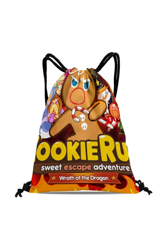 Cookie Run Drawstring Swimming Bag:Waterproof, suitable for fitness, yoga, hiking, travel, beach, and shopping, with dimensions of 15.7*17.7 inches.