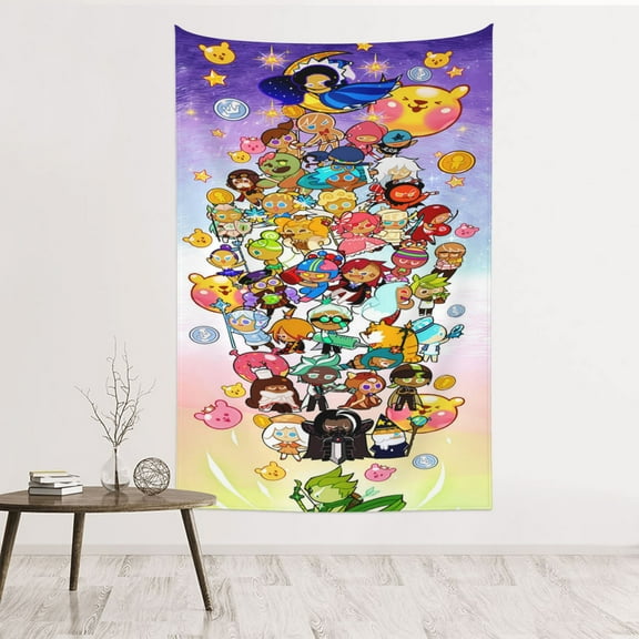 Cookie Run Kingdom Tapestry Banner 60*40in inch Decor Art Tablecloth Wall Hanging Mural for Bedroom College Dorm
