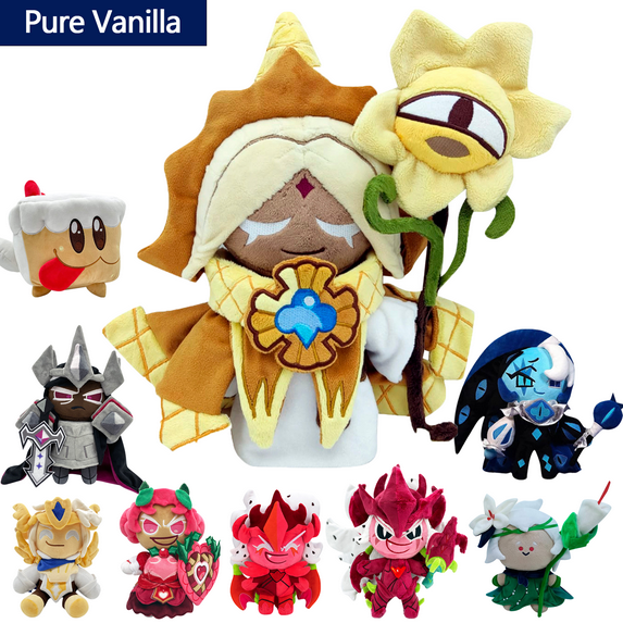 Cookie Run Kingdom Toys Figures Plush,Pure Vanilla Cookie,Cookie Run Kingdom Game Merch Soft Stuffed Animal Toy Ideal Plush Figure Doll For Kids Birthday Gifts Cute Plushies Stuffed Toys