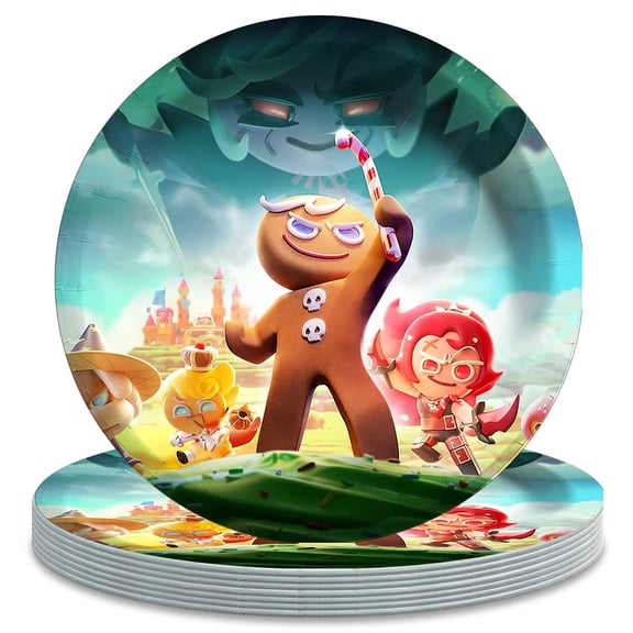 Cookie Run Themed Birthday Disposable Tableware - 7 Inch Paper Plates Party Supply Decorations