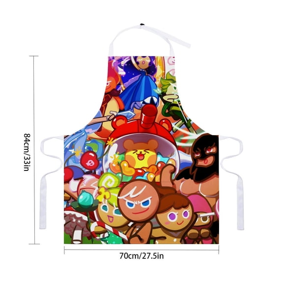 Cookie Run apron featuring waterproof and pocket design, suitable for adult cooking, drawing, and crafting with an adjustable fitfor 33" x 28"70X84cm).